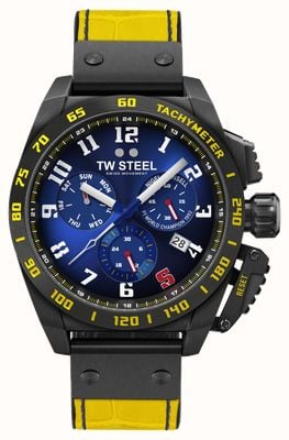 TW Steel Nigel Mansell Chronograph Limited Edition (46mm) Blue Sunburn Dial / Yellow Leather Strap TW1017