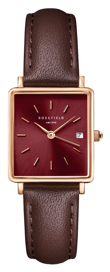 Rosefield QBBLR-Q56 Boxy XS (22mm) Burgundy Dial / Dark Watch