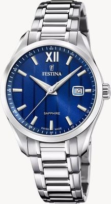 Festina Swiss Made Classic Quartz (37.5mm) Blue Dial / Stainless Steel Bracelet F20026/2