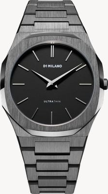 D1 Milano Ultra Thin Re-Gun (40mm) Matte Black Dial / Gun-Metal PVD Stainless Steel Bracelet UTBJ41