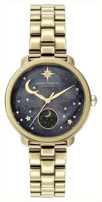 Olivia Burton Celestial Moonphase (34mm) Black Dial / Gold-Tone Stainles Steel Bracelet 24000298