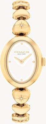 Coach Sammy Two-Hand Quartz (22.5mm) White Dial / Gold PVD Stainless Steel Heart Bracelet 14504638