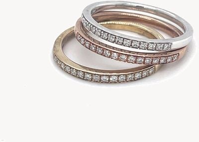 9ct White,Rose and Yellow gold Diamond band Ring Set 15.01408.025