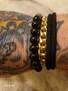 Customer picture of Tommy Hilfiger Men's Beads Black Onyx and Black Stainless Steel Bracelet 2790581