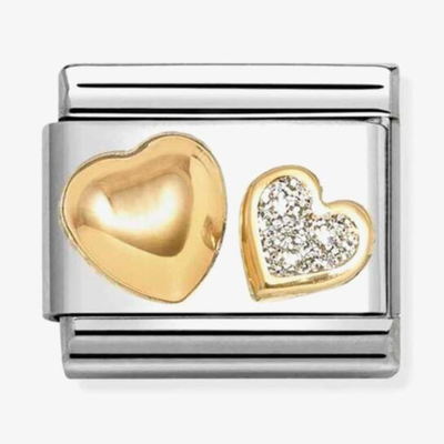 Nomination Classic Double Heart 18ct Gold Charm 030220/26