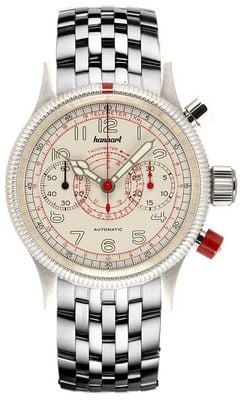 Hanhart PIONEER TachyTele Automatic (40mm) Antique White Dial / Stainless Steel Bracelet 712.200-6428