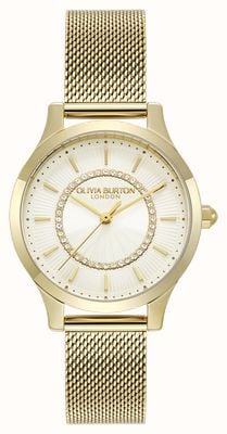 Olivia Burton Wonderlust (30mm) Ivory Sunray Dial / Gold Stainless Steel Mesh Bracelet 24000214