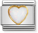Nomination Classic White Opal 18ct Gold & Steel Charm 030501/07