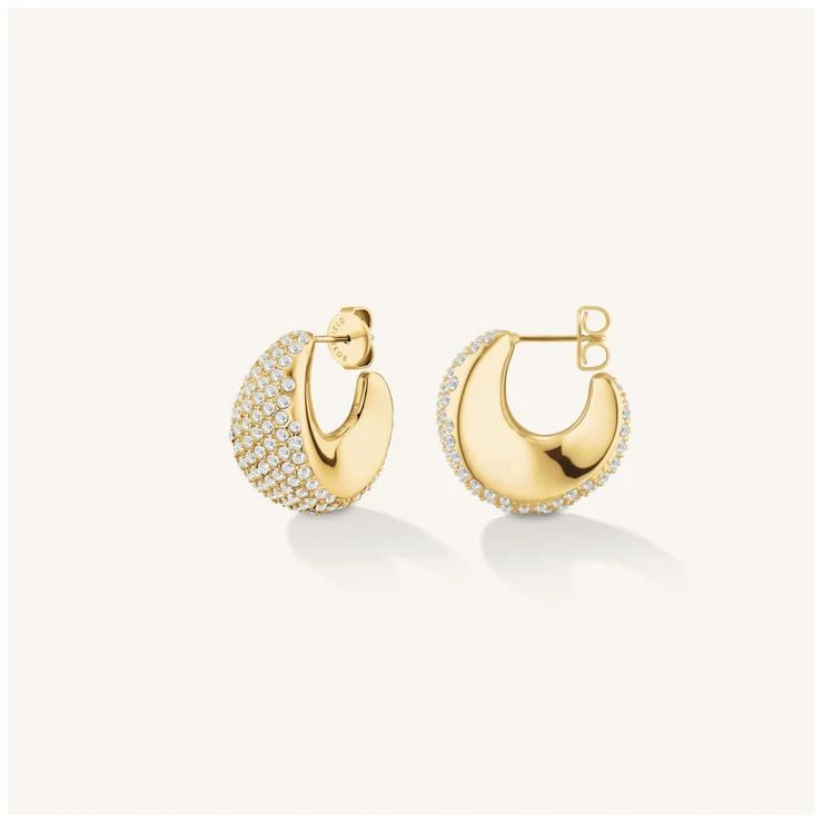 Rosefield Jewellery JEPMG-J1224 PavÃ© Half Moon Hoops Gold