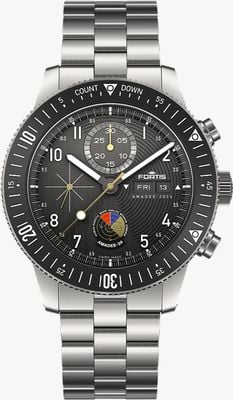 FORTIS Novonaut N-42 AMADEE-24 Limited Edition (42mm) Black Dial / Titanium Block Bracelet F2040016