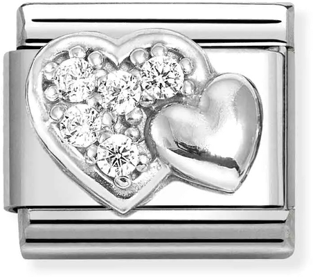 Nomination Classic Pave Raised Heart Sterling Silver Charm 330304/47