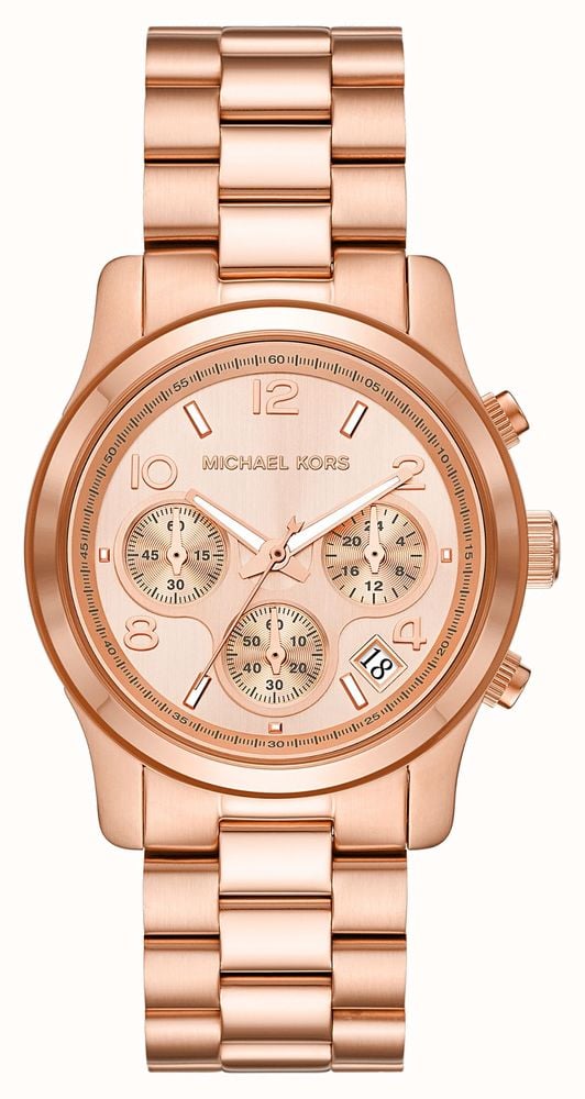 Michael Kors Women s Runway Rose Gold Chrono Dial Rose Gold Stainless Steel Bracelet MK7324