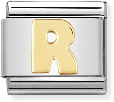 Nomination Classic Letter R 18ct Gold & Steel Charm 030101/18