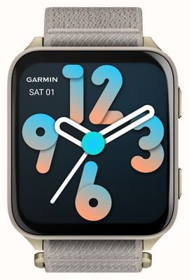 Garmin Venu X1 - Premium GPS Fitness Smartwatch (41mm) Soft Gold with French Grey ComfortFit Nylon Band 010-02980-09