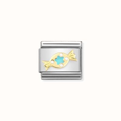Nomination COMPOSABLE CLASSIC LINK TURQUOISE SWEET IN 18K GOLD & ENAMEL 030272/73