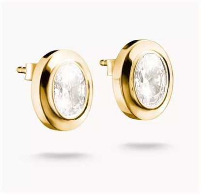 Thomas Sabo 18k Gold Plated Oval Stud Earrings With Zirconia Stones H2342-414-14