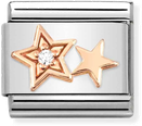 Nomination Classic Stainless Steel Rose Gold Stars Cubic Zirconia Charm 430305/35