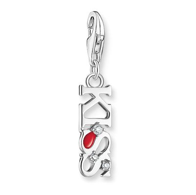 Thomas Sabo 2066-041-10 Silver Charm Pendant KISS With White Jewellery