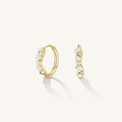 Rosefield Jewellery Playful Crystals Baguette And Round Gold Hoops JECBG-J1171