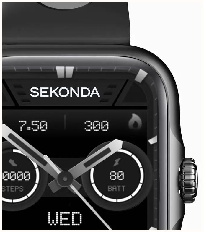 Sekonda Motion Pro GPS Smartwatch (39mm) AMOLED Display / Black Silicone Strap Watch 30240 - alternate view 2
