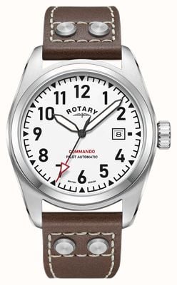 Rotary Commando | White Dial | Brown Leather Strap GS05470/18