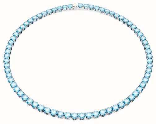 Swarovski Matrix Tennis Necklace | Rhodium Plated | Blue Crystal 5661187
