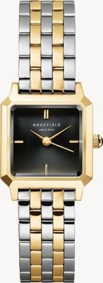 Rosefield Boxelle (19.5mm) Black CD Sunray Dial / Two-Tone Stainless Steel Bracelet BBDSG-B07
