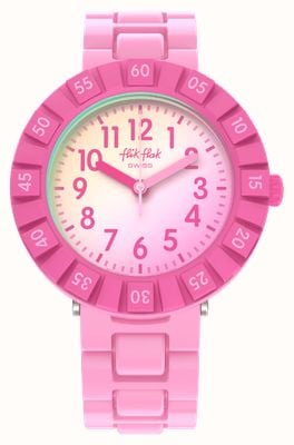 Flik Flak PINK SPLASH (36.7mm) White Solar Spectrum Glass Dial / Pink Silicone Strap FCSP125