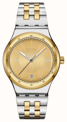 Swatch GOLDCLOAK MECHANISM (42mm) Gold Dial / Two-Tone Stainless Steel Bracelet YIS437G