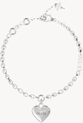 Guess Rhodium Plated Heart Charm Bracelet UBB02229RHL