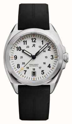 RZE Valour 38 Automatic (38mm) Whistler White Dial / Black HexaFlex Rubber Strap VAL-38-WW
