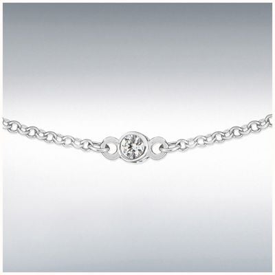 IBB Sterling Silver 3mm CZ Station Necklace 46cm/18" 8.18.2274