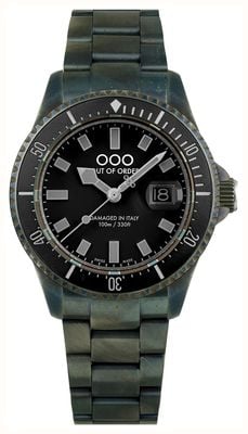 Out Of Order BLACK CASANOVA (44mm) Black Dial / Ultra Distressed Stainless Steel Bracelet OOO.001-27.NE.GR