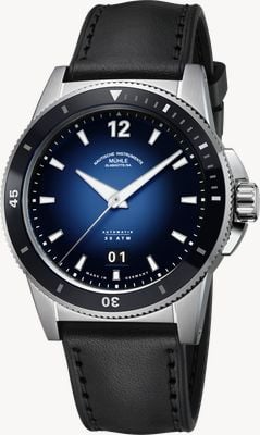 Mühle Glashütte Sportivo Big Date Automatic (42.5mm) Deep Blue Dial / Black Hybrid Leather Strap M1-52-42-LK
