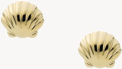 Fossil Women's Gold-Tone Stainless Steel Shell Stud Earrings JF04058710
