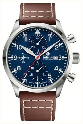 Tutima Glashütte Flieger Legacy T5 Automatic Chronograph (41mm) Blue Dial / Brown Horween Leather Strap 6405-03