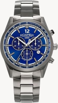 Roamer Helios Power Titanium Solar (43mm) Blue Dial / Titanium Bracelet 973981 44 45 20