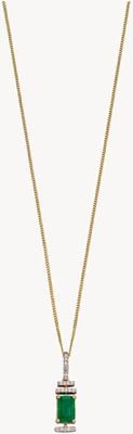 Elements Gold 9k Yellow Gold Emerald Diamond Deco Pendant Only GP2185G