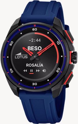 Lotus Connected Full D Hybrid Smartwatch (42.5mm) Digital Display / Blue Rubber Strap 20002/6