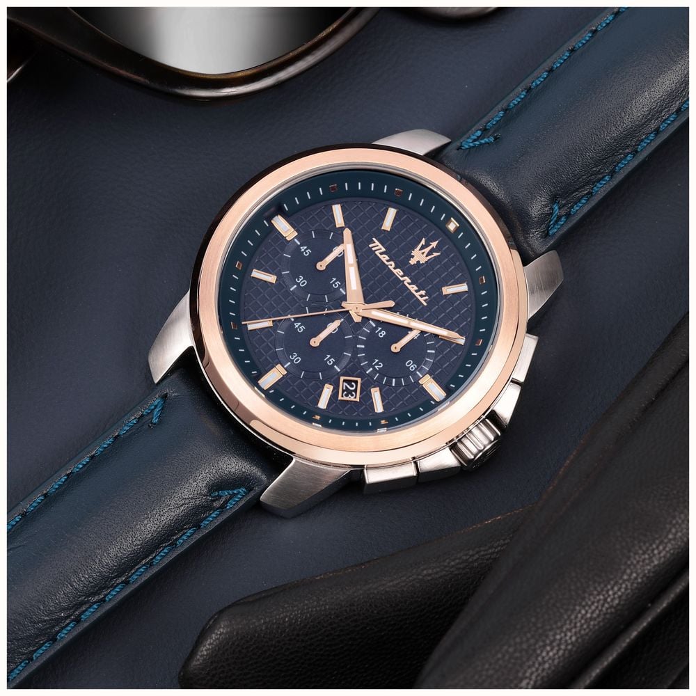 Maserati Successo Brown Dial Brown Leather Strap Watch For Men - R8871621004