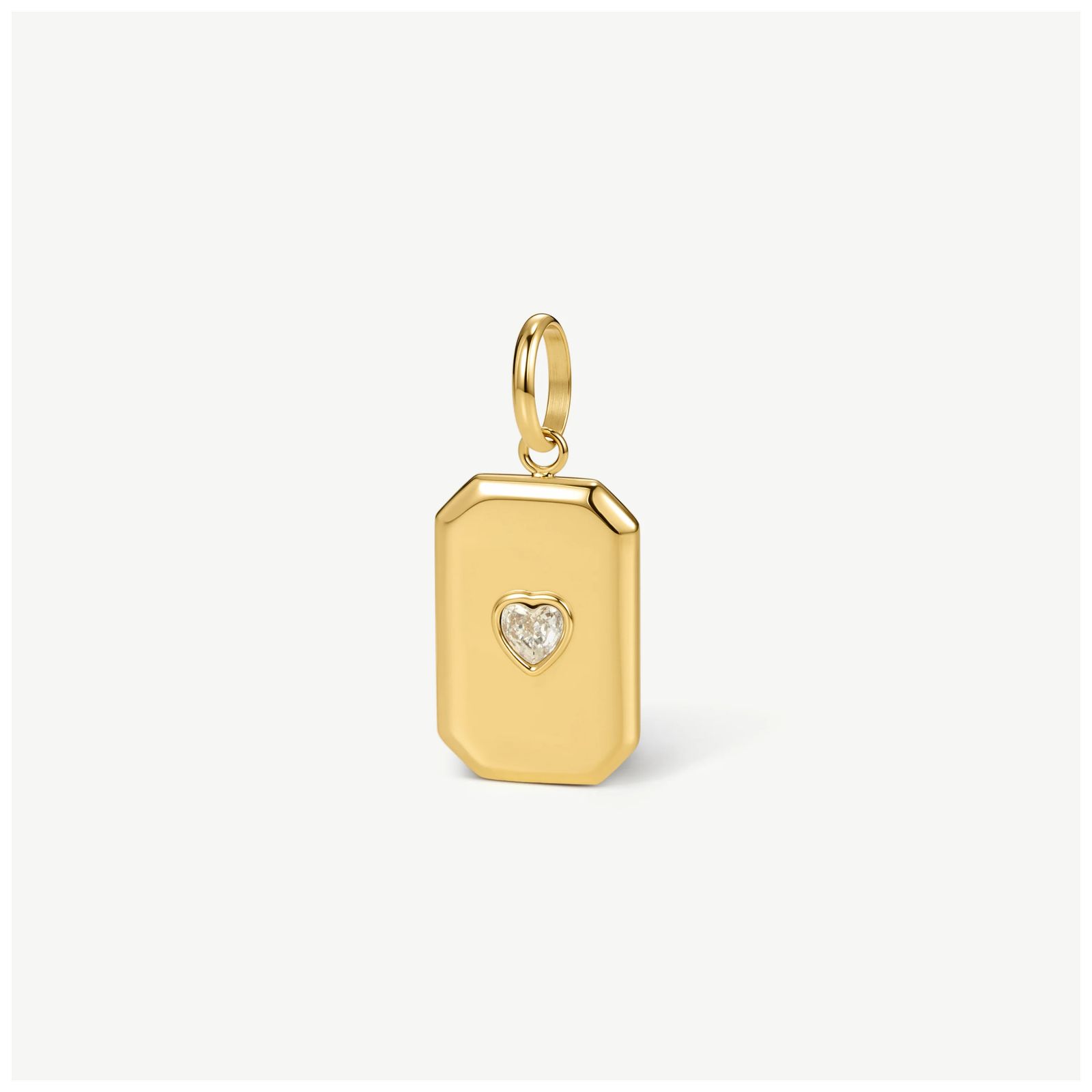 D.LOUISE CH-51 Gold Tone White Stone Heart Tag Pendant Jewellery