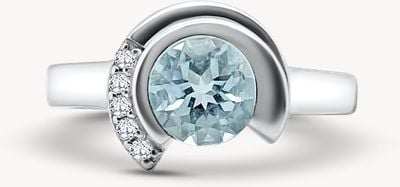 18ct White Gold Aquamarine Diamond Ring JM1005