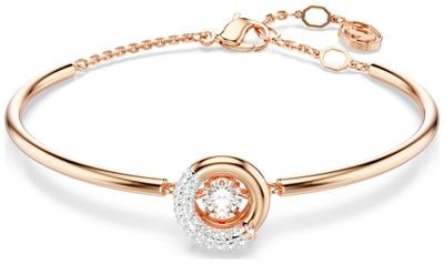 Swarovski Dextera Bangle Bracelet White Crystals Rose Gold-Tone Plated 5692259