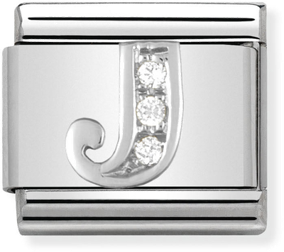 Nomination Classic Letter J Sterling Silver & Steel Cubic Zirconia Charm 330301/10