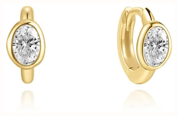 Ania Haie Gold Bezel Organic Pebble Huggie Hoop Earrings E076-09G