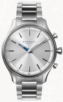 Kronaby SEKEL Hybrid Smartwatch (38mm) Silver Dial / 3-Link Stainless Steel Bracelet Watch S0556/1