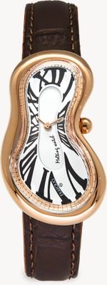 Exaequo Melting Watch Classic PVD Rose Gold (28mm) White Dial / Dark Brown Croco Leather Strap EX 0003.0002