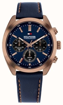 Tommy Hilfiger Hudson Chronograph (40mm) Blue Dial / Blue Leather Strap 1710721