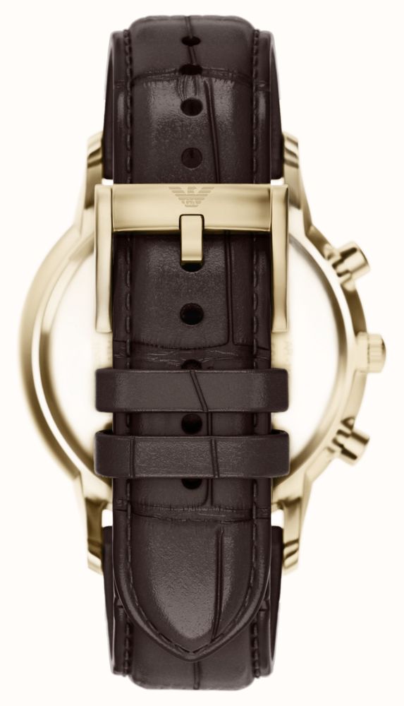 Emporio Armani Quartz Chronograph (43mm) Brown Sunray Dial / Brown Leather Strap AR11822 - alternate view 4