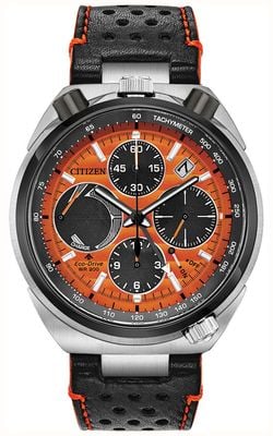 Citizen Limited Edition Promaster Bullhead Racing Chronograph (45mm) Orange Dial / Black Leather Strap AV0074-05X